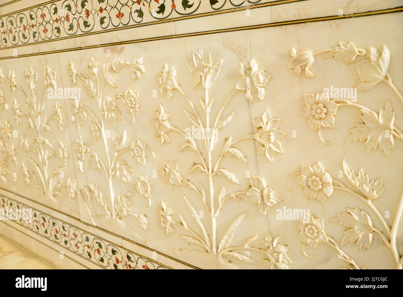 Detalle decorativo del Taj Mahal Foto de stock