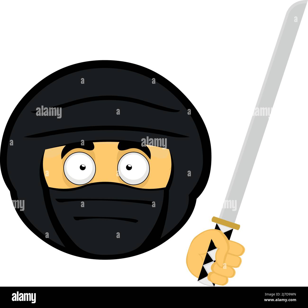 Ilustración vectorial de la cabeza de un personaje ninja de dibujos  animados con una espada en su mano Imagen Vector de stock - Alamy