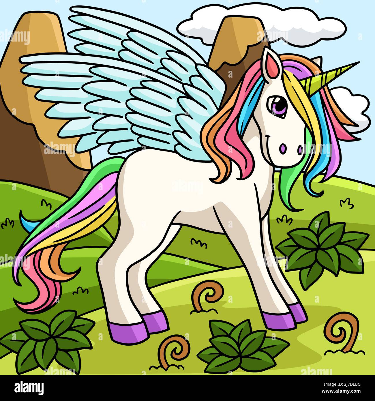Ilustración de dibujos animados de color unicornio de pie Imagen Vector de  stock - Alamy