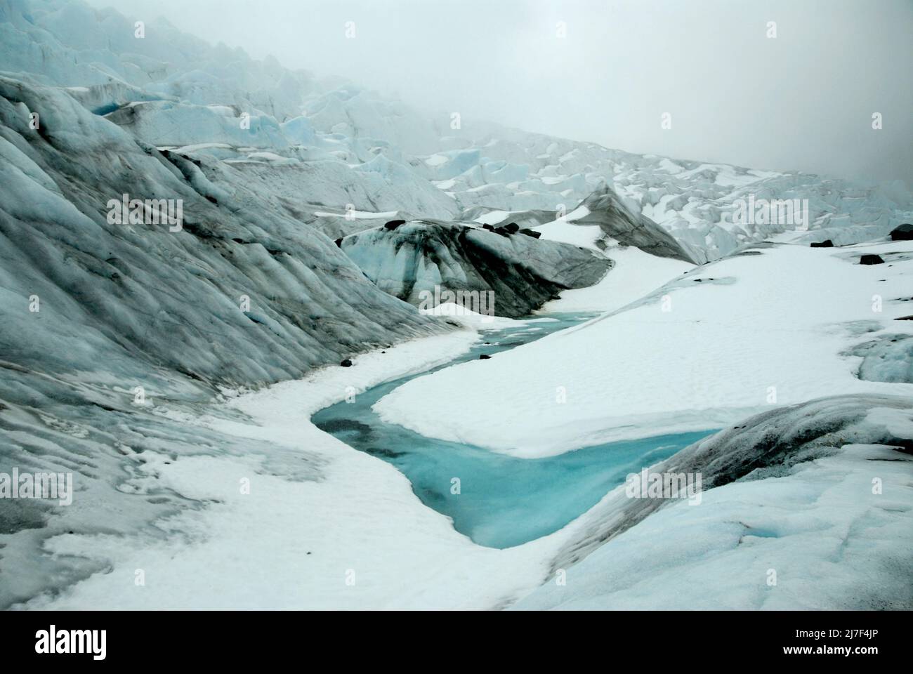 El glaciar Mendenhall, cerca de Juneau, es un lugar popular para el turismo de aventura. Foto de stock