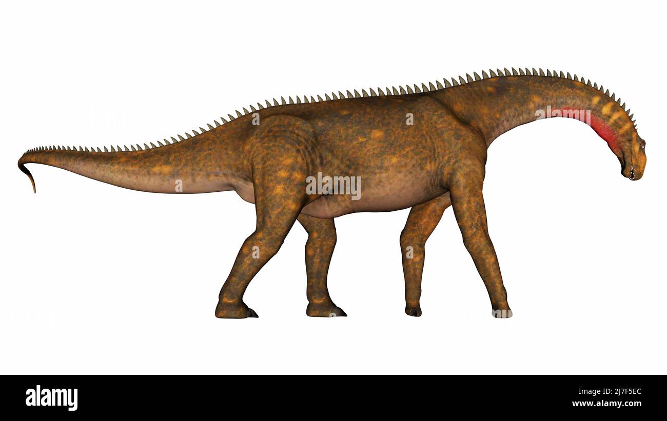 Mierasaurus dinosaurio caminar tranquilamente cabeza abajo - 3D render Foto de stock