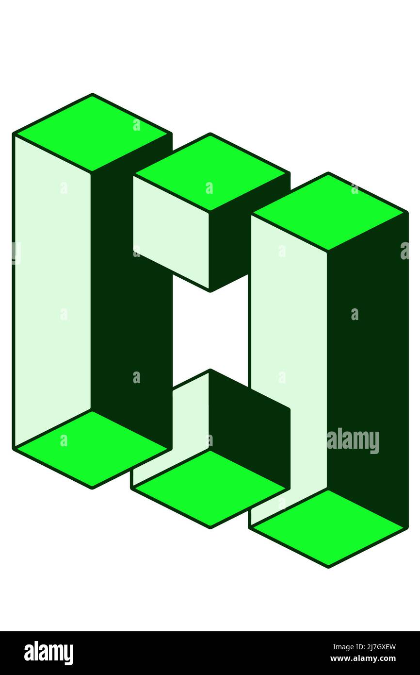 Imagen vectorial de una figura de ilusión óptica en color verde Foto de stock