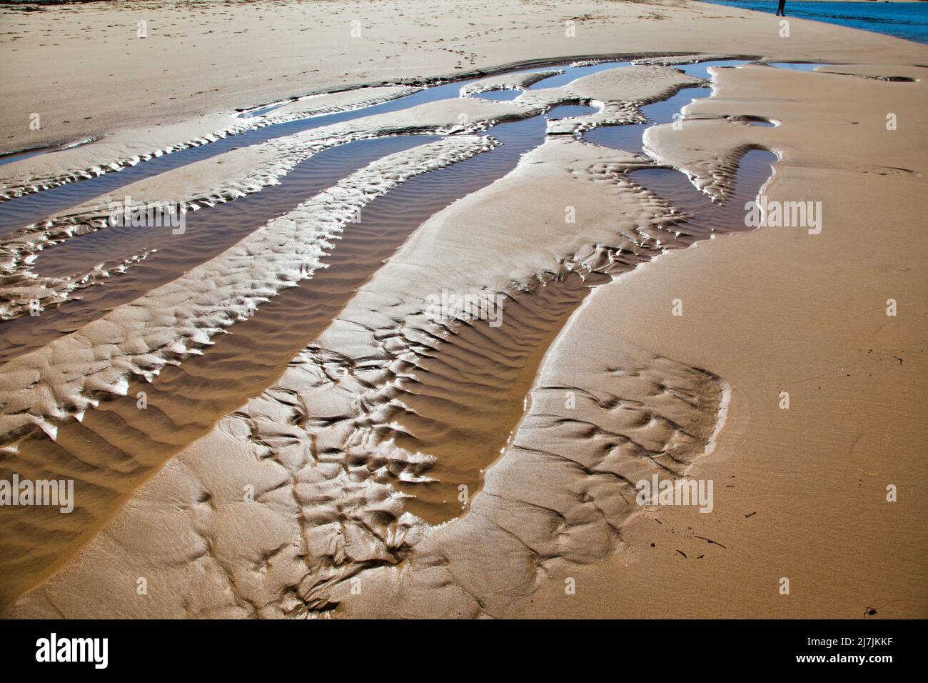 Patrones de arena en la playa Ettalong, Costa Central, Nueva Gales del Sur Foto de stock