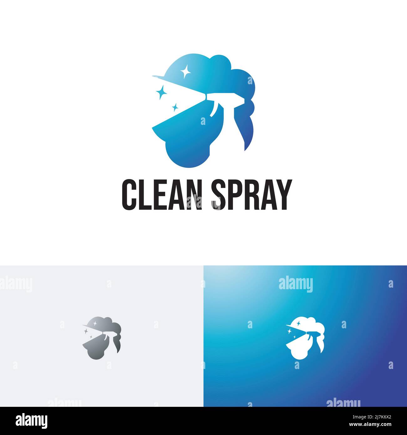 Logotipo de espacio negativo del servicio de limpieza de la casa de pulverización limpia Ilustración del Vector