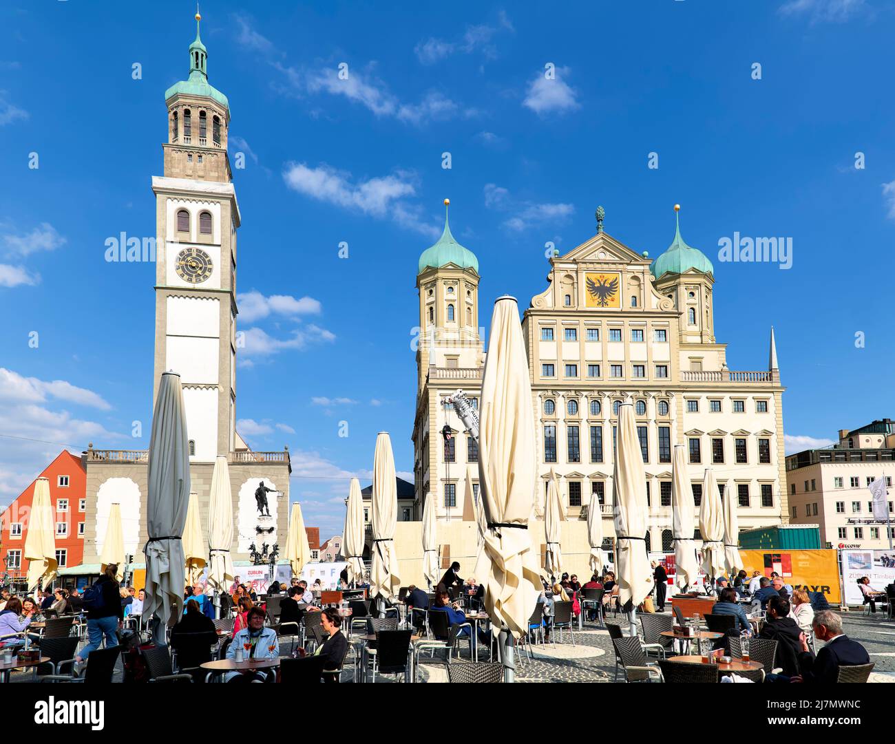 Alemania Baviera Camino Romántico. Augsburgo. Rathausplatz. Ayuntamiento Foto de stock