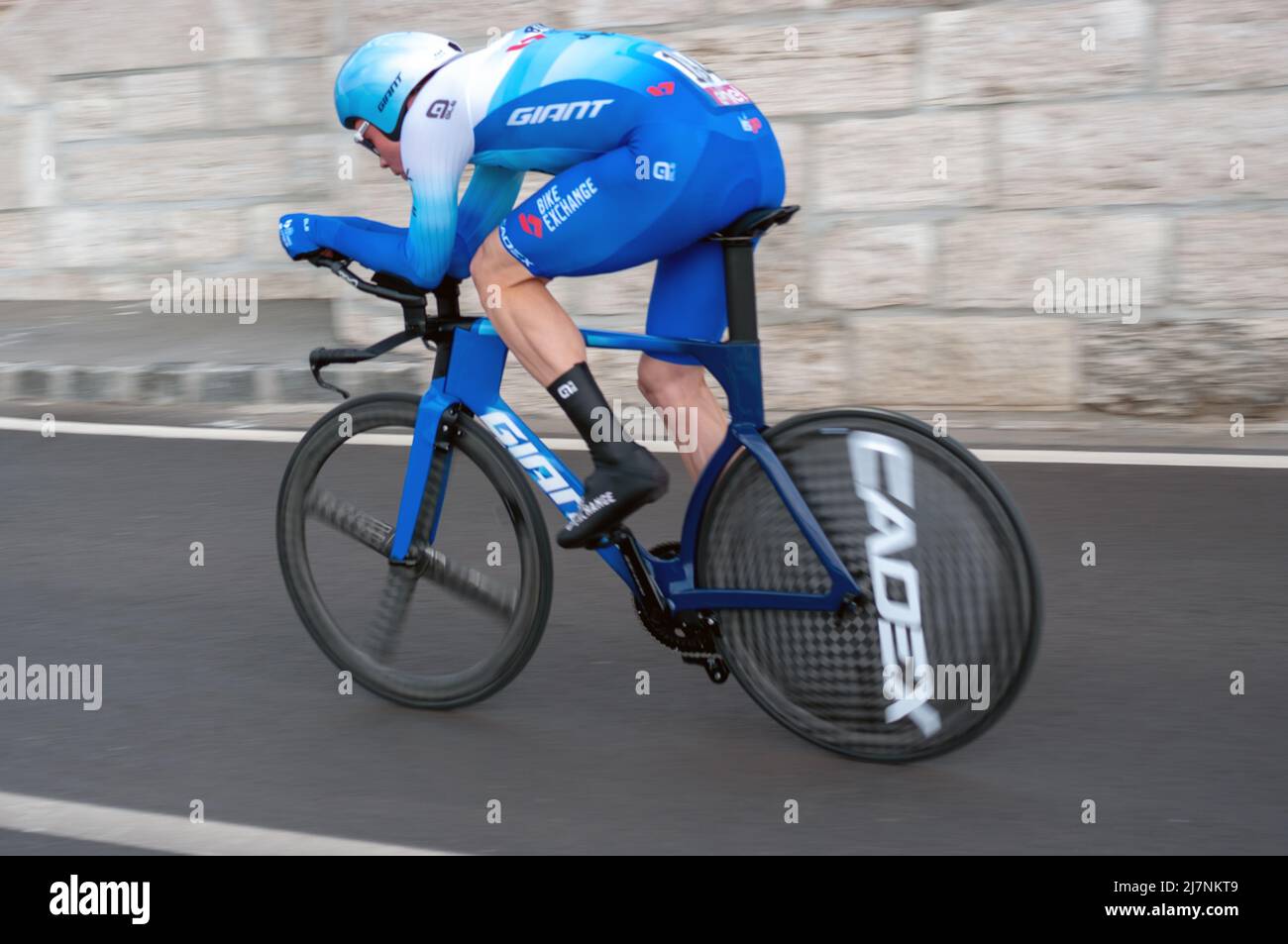 BUDAPEST, HUNGRÍA - 07 DE MAYO de 2022: El ciclista profesional Michael Hepburn EQUIPO BIKEEXCHANGE - JAYCO, Giro D'Italia Fase 2 prueba de tiempo - competición de ciclismo en Ma Foto de stock