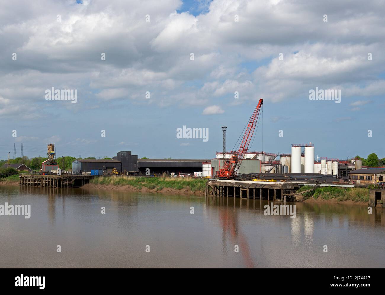 El río Trent y Althorpe Wharf, North Lincolnshire, Inglaterra Reino Unido Foto de stock