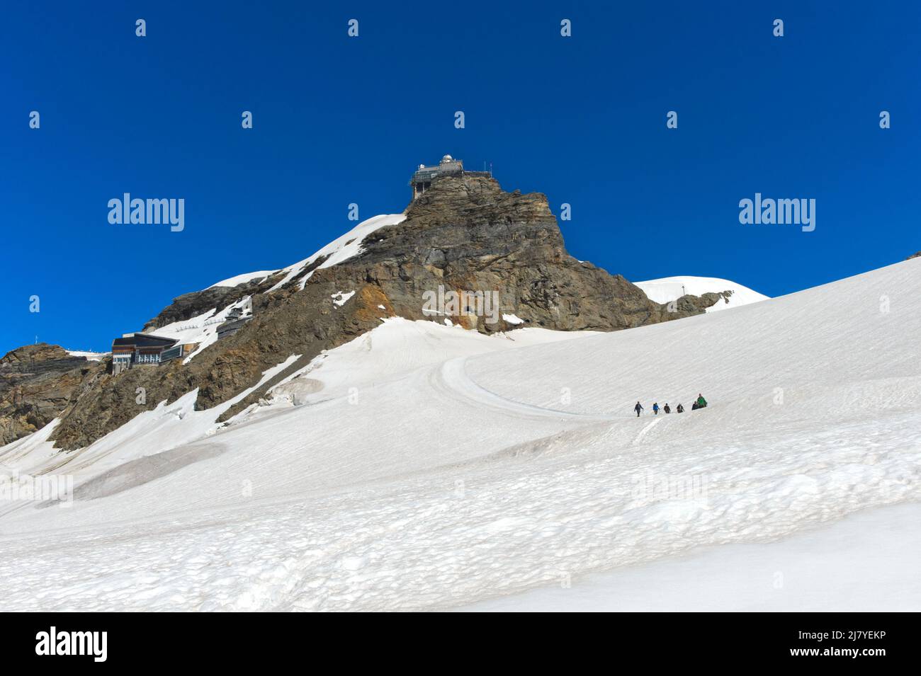 Estación de investigación Observatorio Esfinge en Jungfraujoch, Grindelwald, Oberland bernés, Suiza Foto de stock