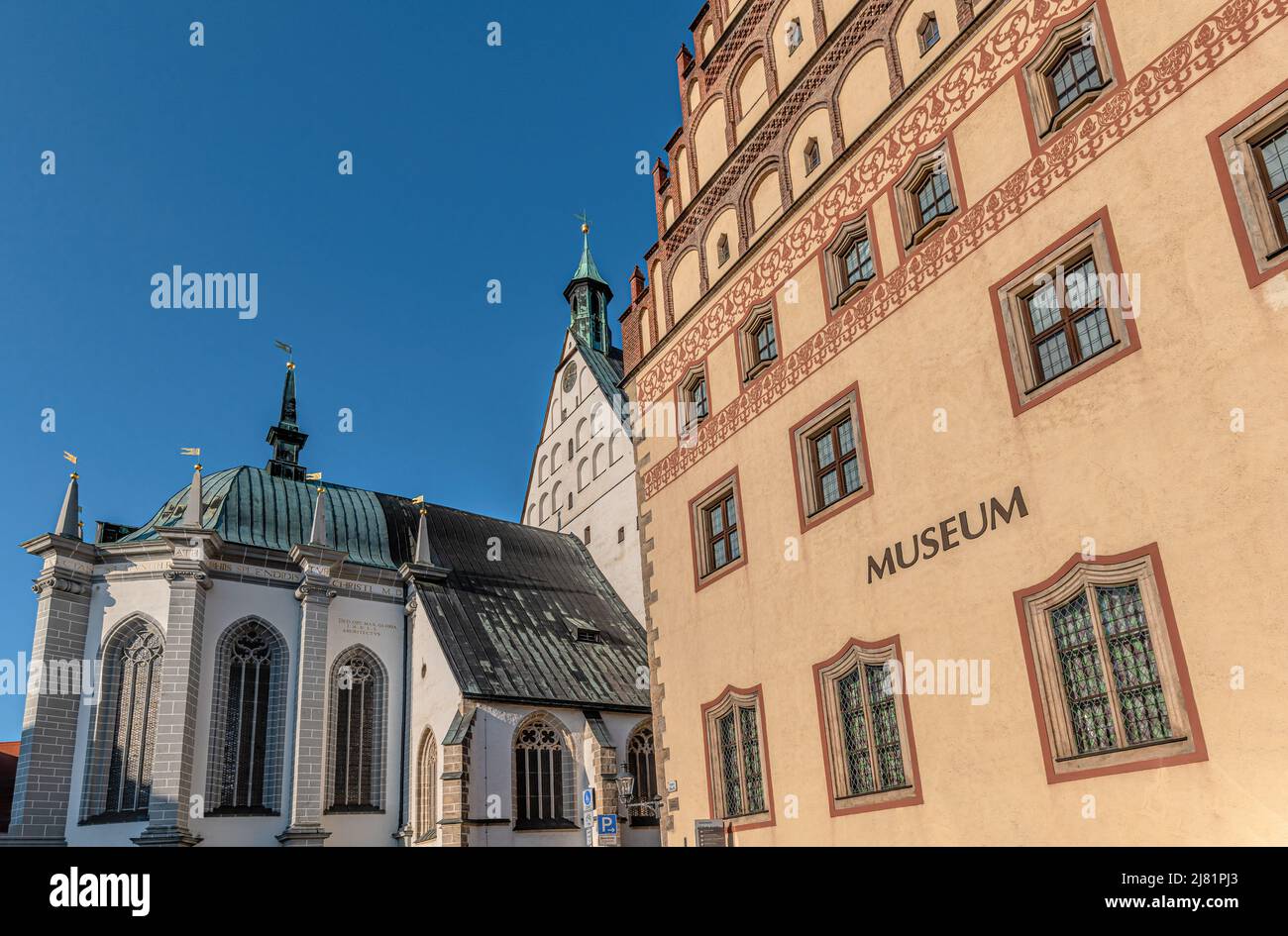 Ciudad y Museo Minero junto a la Catedral de Freiberg, Sajonia, Alemania Foto de stock