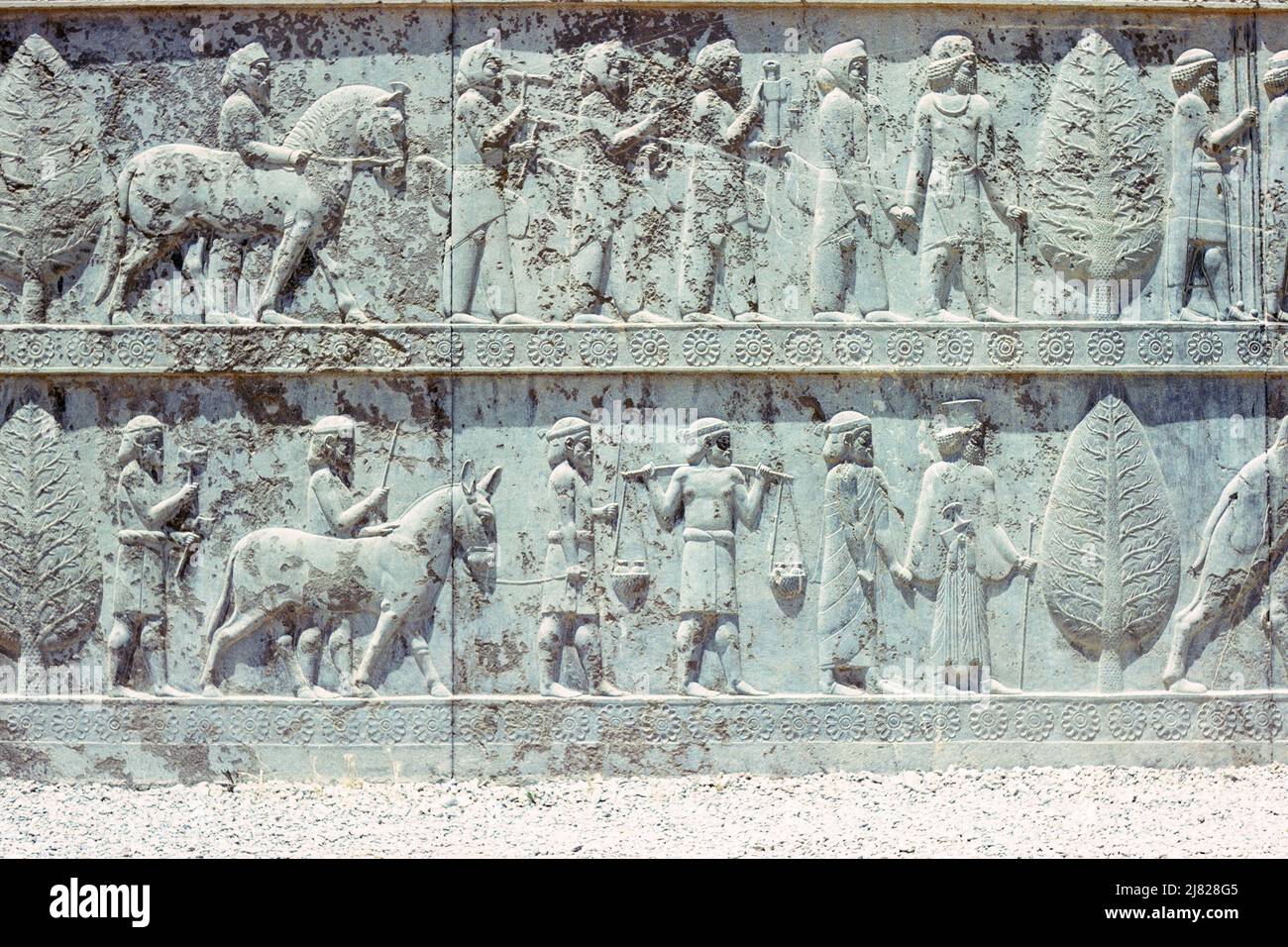 Persepolis, Irán panel de relevo de la procesión del homenaje