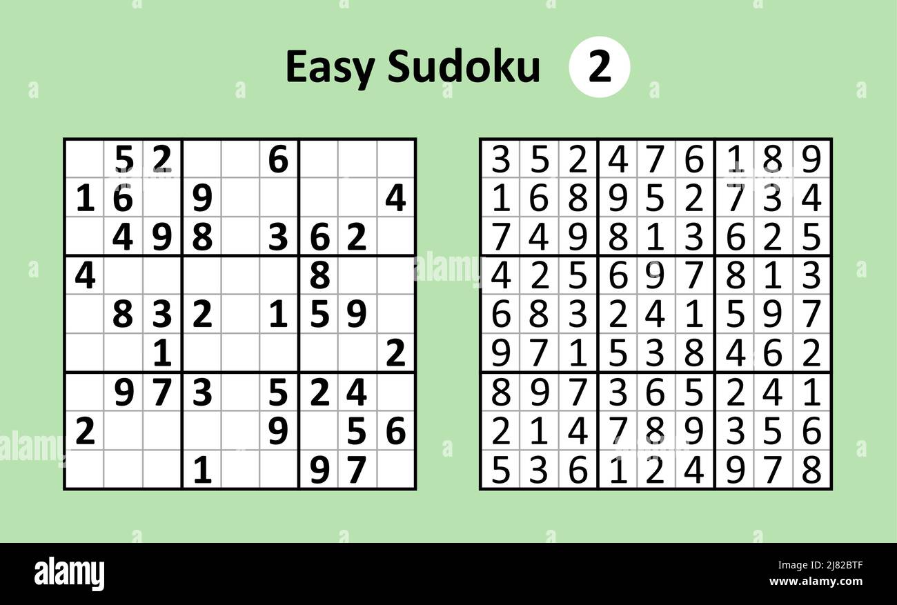 Sudoku juego con respuestas. Complejidad sencilla. Vector simple Imagen