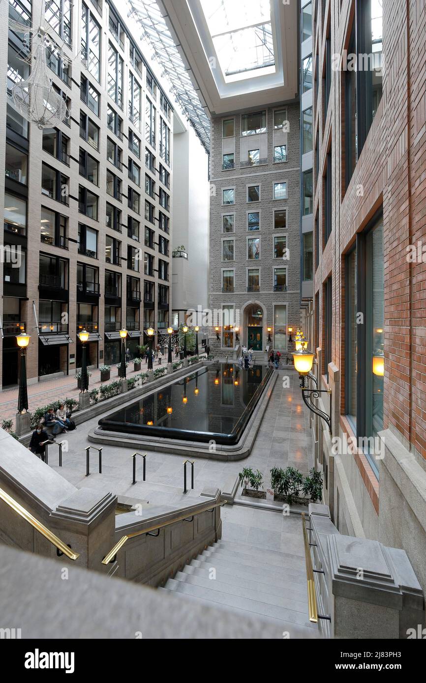 Arquitectura moderna, fuente en el World Trade Center, Montreal