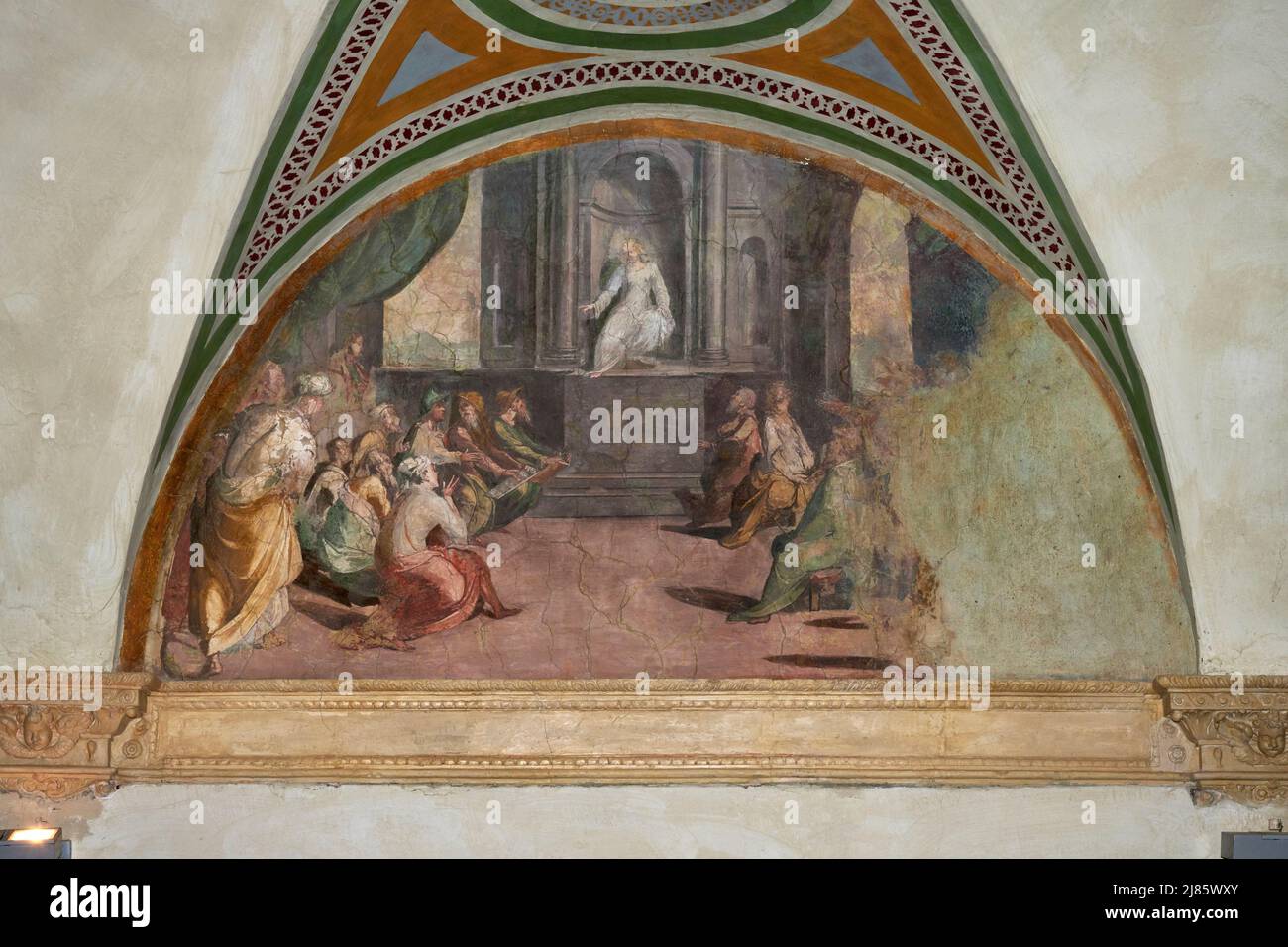 Gesù tra i dottori - afresco - Alessandro,Cherubino e Giovanni Alberti - 1588 - Sansepolcro (Ar), Italia, Oratorio della Misericordia Foto de stock
