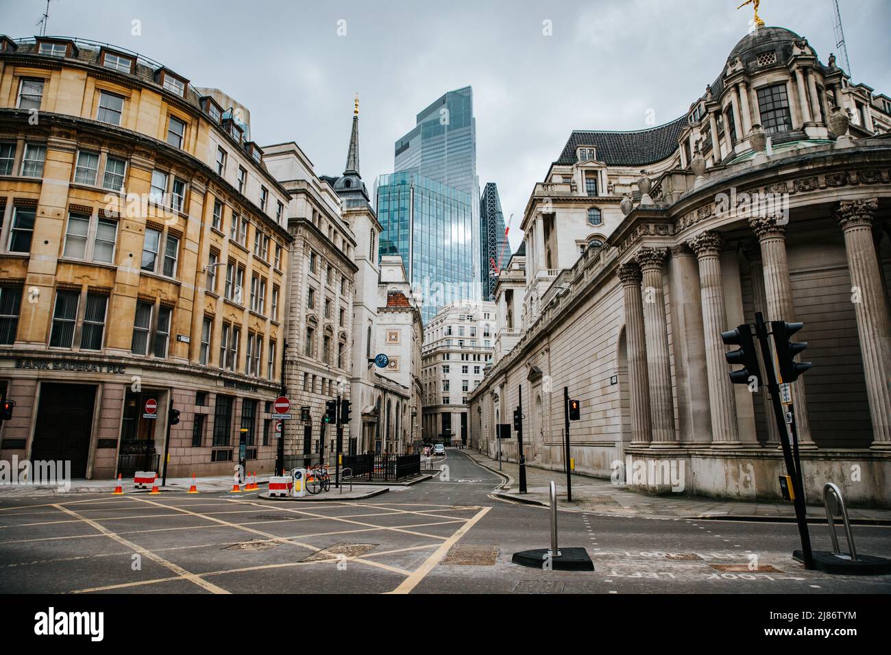 Bank, Londres, vacío durante la pandemia de Covid-19 en febrero de 2021 Foto de stock