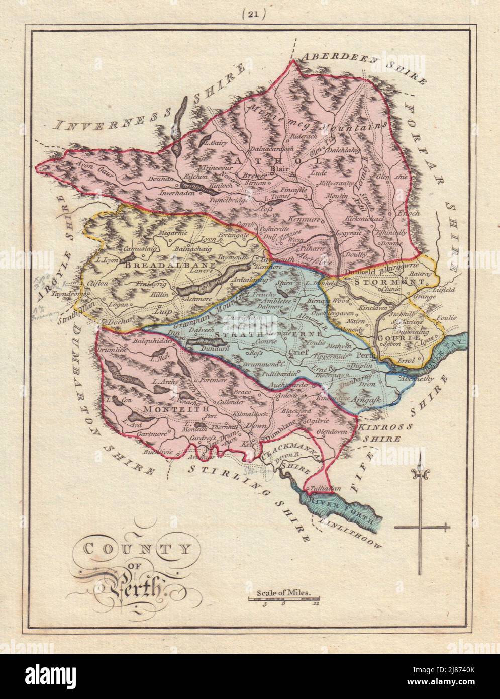 Condado de Perth. Perthshire. SAYER / ARMSTRONG 1794 antiguo mapa gráfico Foto de stock