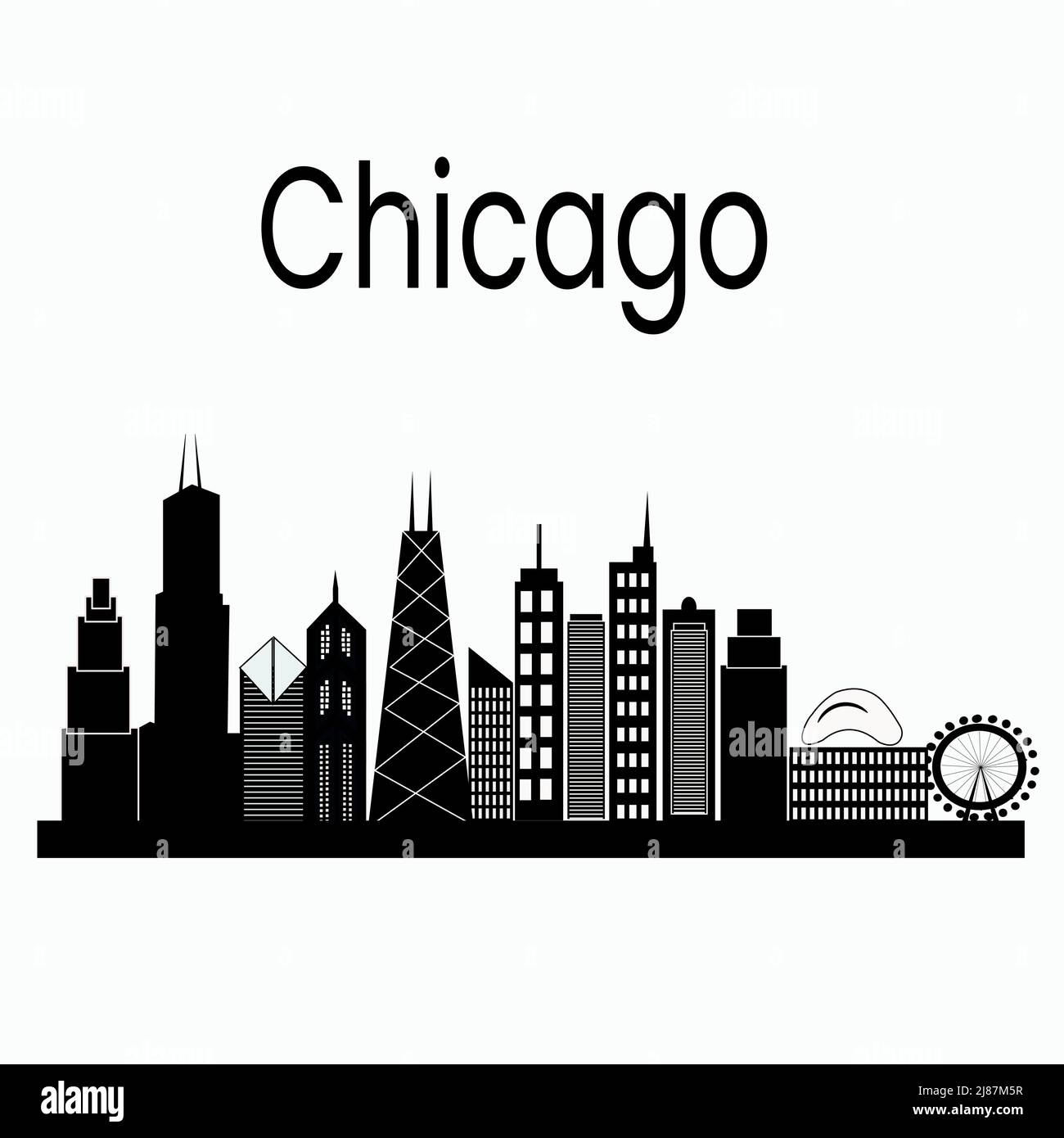 City Skyline Chicago Estados Unidos Ilustración del Vector