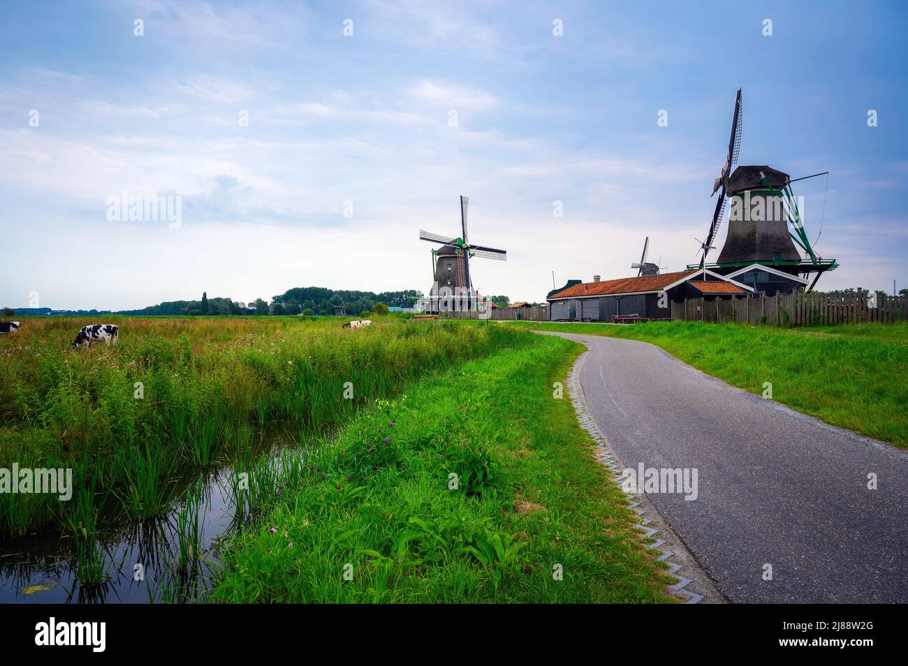 Casas de labranza y molinos de viento de Zaanse Schans Foto de stock