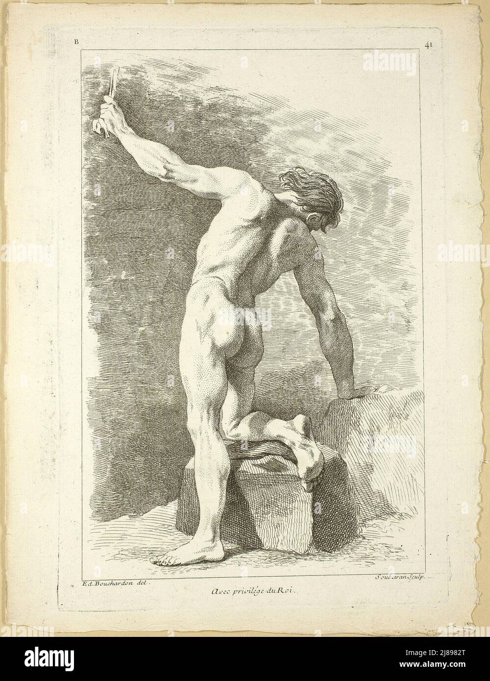 Figure, de Seconde livre de figures d&#x2019;Academies grav&#XE9;es en Partie par les Professeurs de l&#x2019; Acad&#XE9;mie Royale, publicado en 1745. Foto de stock