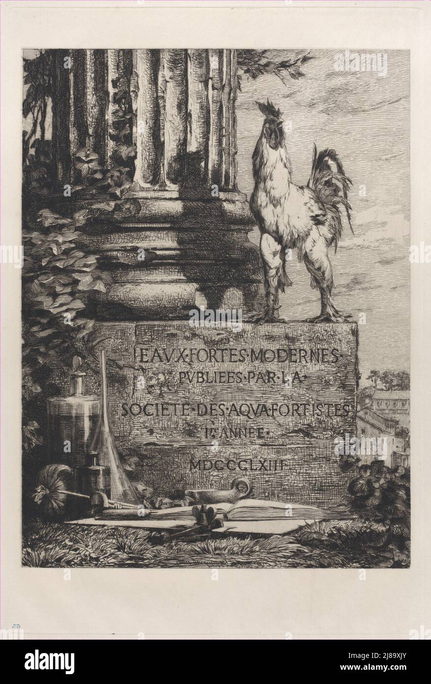 Frontispicio de la Sociedad de Etchers, 1863. Foto de stock