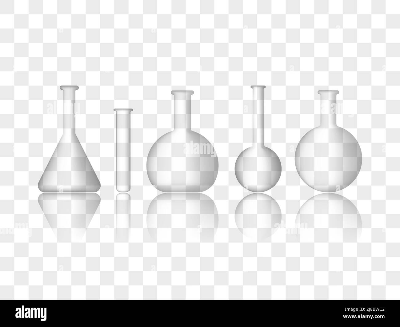 Matraz, laboratorio, conjunto químico. Ilustración vectorial. Ilustración del Vector