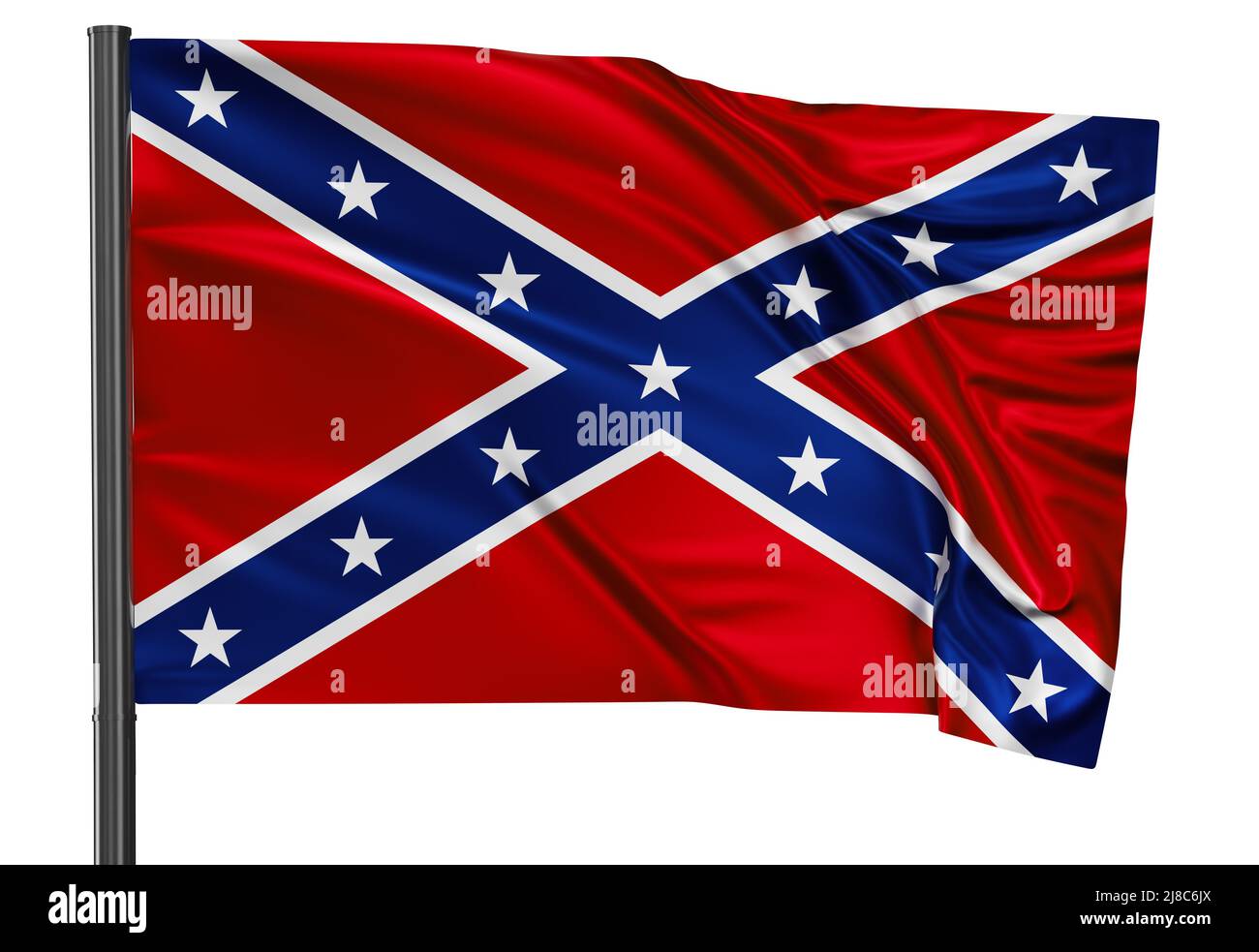 Estados Confederados De América Bandera De Batalla Ondeando En El Viento Aislado Sobre Fondo 