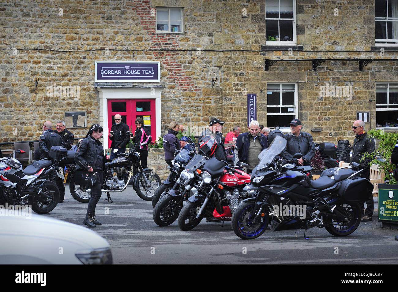 Los entusiastas de las motocicletas Masham North Yorkshire England Foto de stock