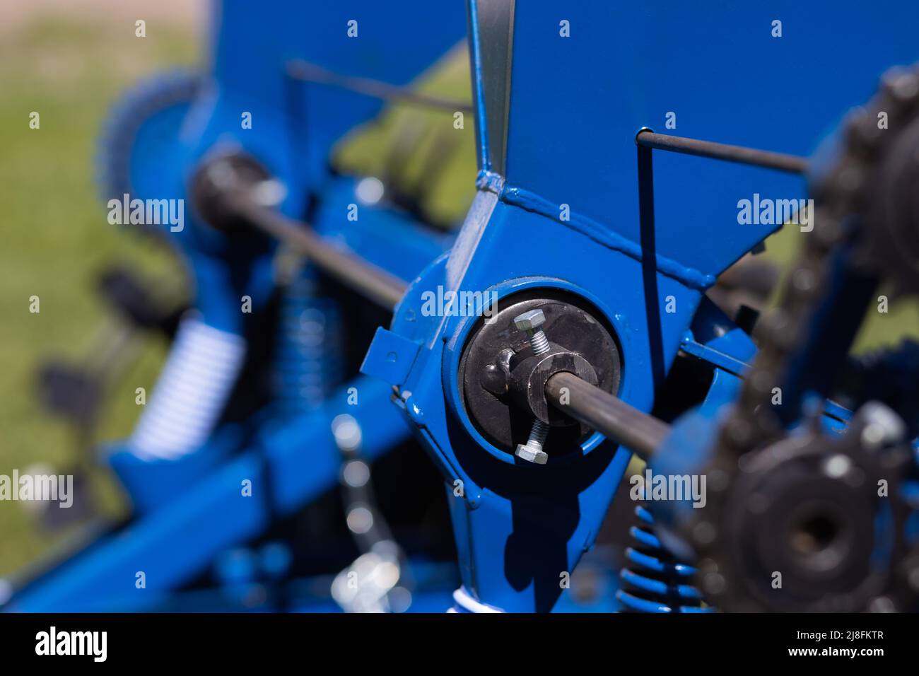 Detalles de cerca de un sembrador para la agricultura Foto de stock