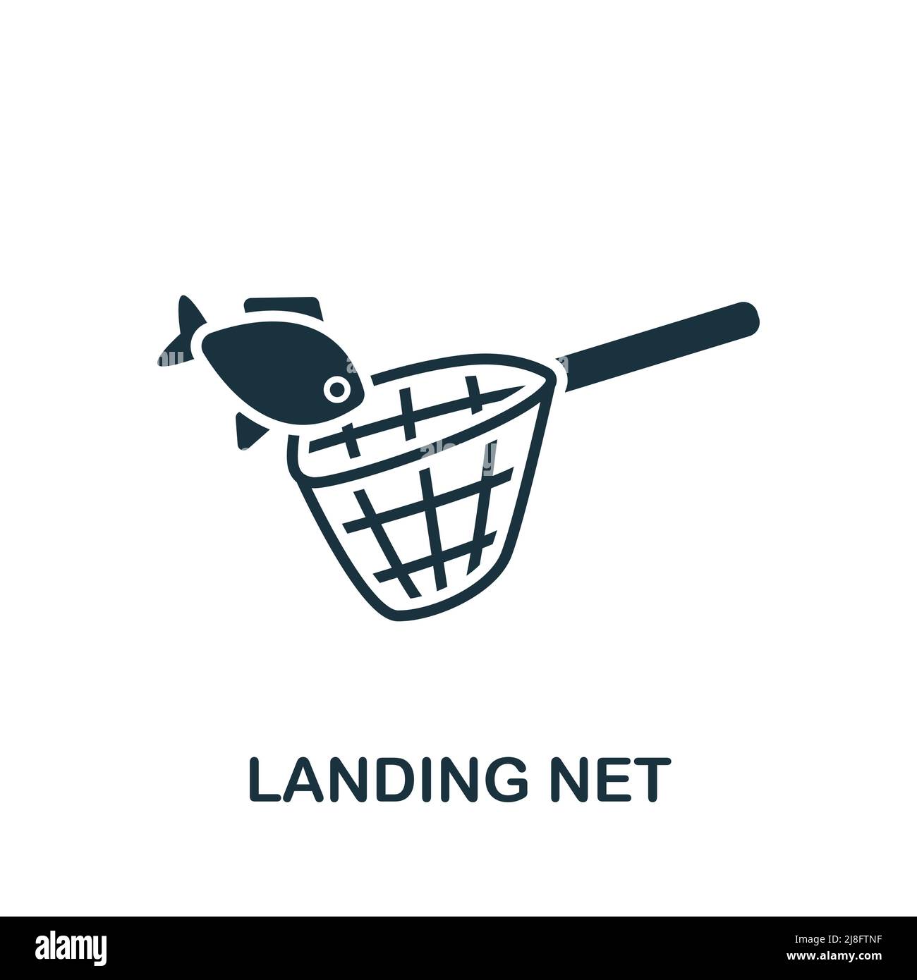 Icono de red de aterrizaje. Icono de pesca simple monocromo para plantillas, diseño web e infografías Ilustración del Vector