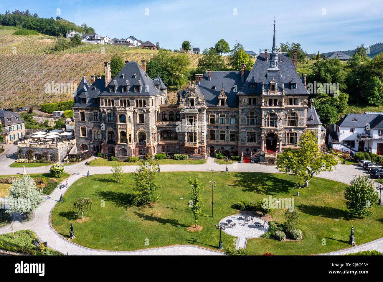 Schloss Lieser, Lieser, Valle del Mosela, Alemania Foto de stock