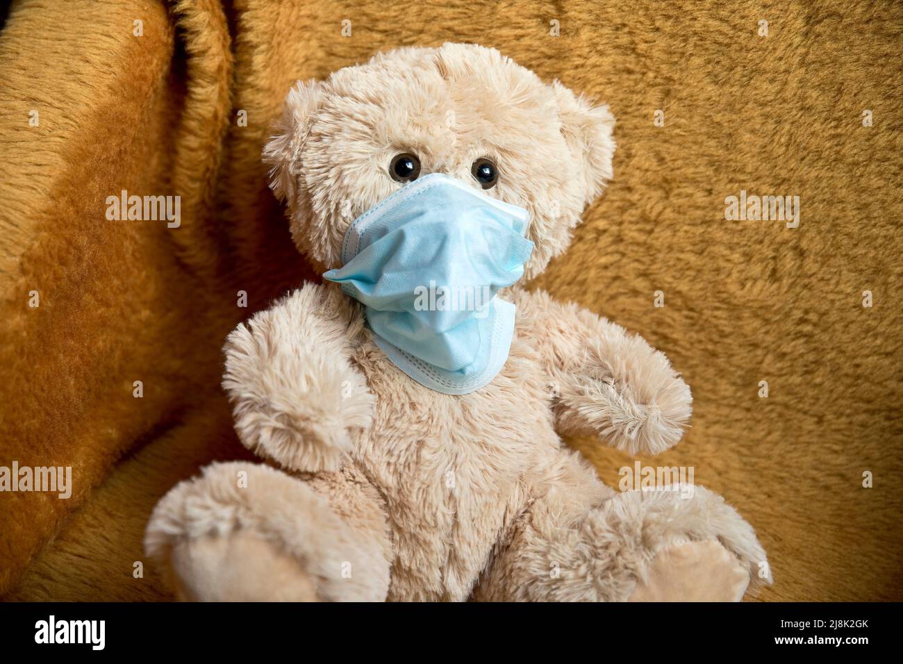 Teddy con máscara facial Foto de stock