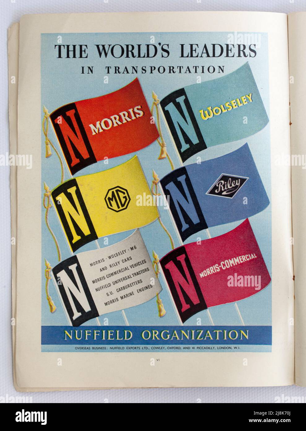 Viejo 1950s Publicidad Británica para Nuffield Transportation Foto de stock