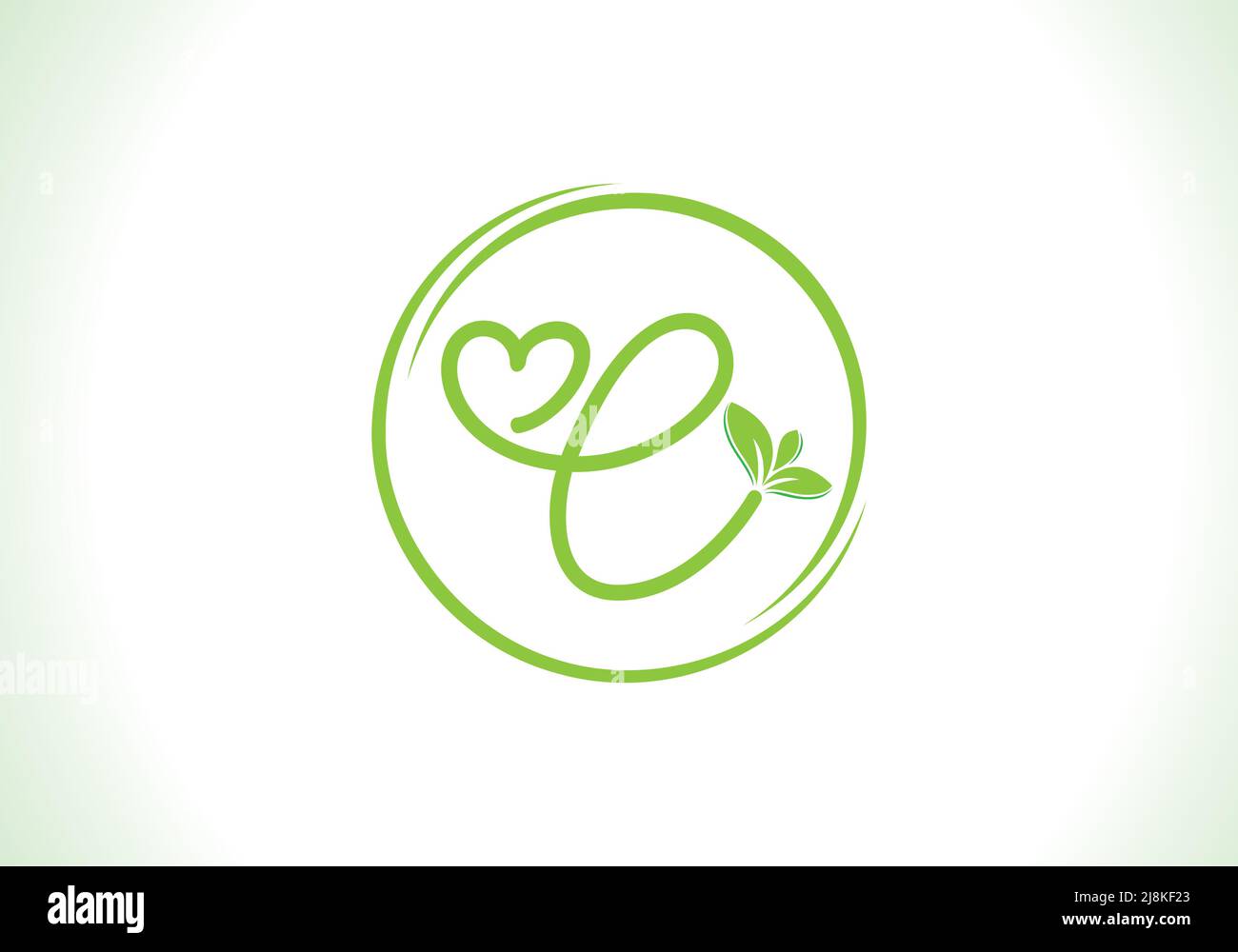 Nutrición y hoja verde saludable con amor fuente logotipo de diseño vectorial y las letras. Vector de hoja verde. Fuente de amor hoja Ilustración del Vector