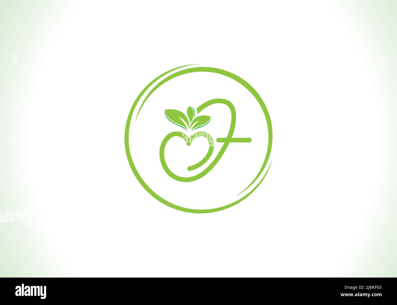Nutrición y hoja verde saludable con amor fuente logotipo de diseño vectorial y las letras. Vector de hoja verde. Fuente de amor hoja Ilustración del Vector