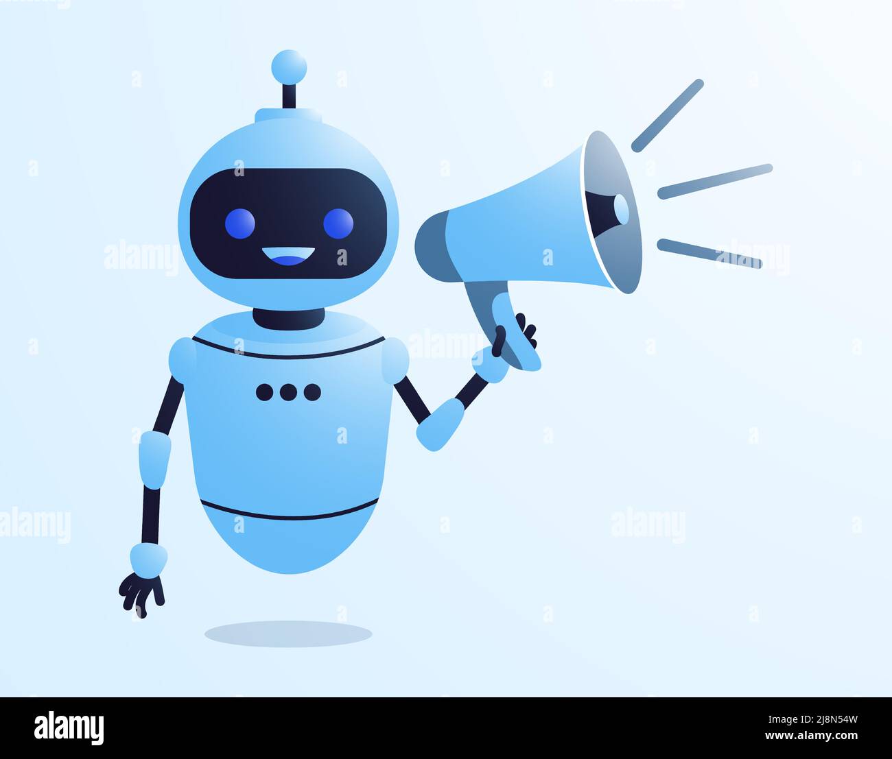 Asistente virtual Servicio de soporte al cliente Chat en línea soporte bot  búsqueda de trabajo reclutamiento Marketing concepto automatización Robot  gritando un mensaje wi Imagen Vector de stock - Alamy