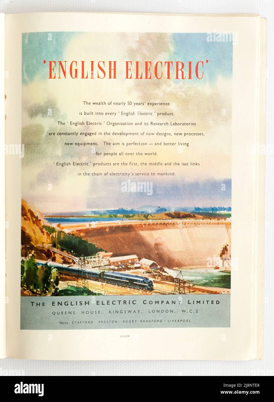 Old 1950s Publicidad Británica para la Compañía Eléctrica Inglesa Foto de stock