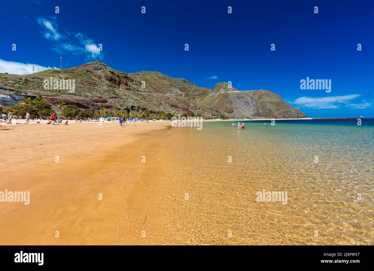 Una de las mejores playas de Tenerife, Playa de Las Teresitas, España, Islas Canarias Foto de stock