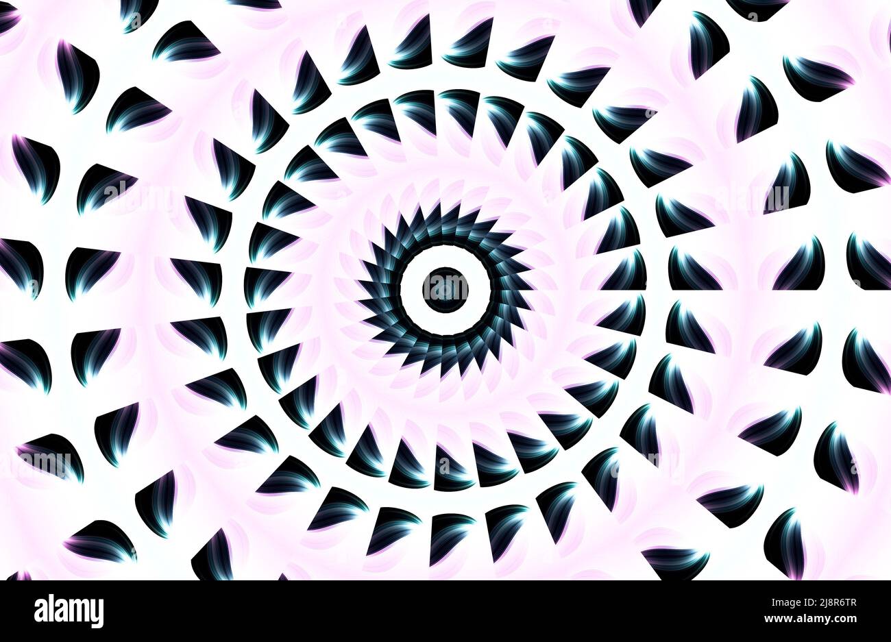 Patrón abstracto texturizado en color plata y rosa claro con efecto caleidoscopio. Adorno geométrico simétrico para papel digital, diseño de fondo de papel tapiz, o Foto de stock