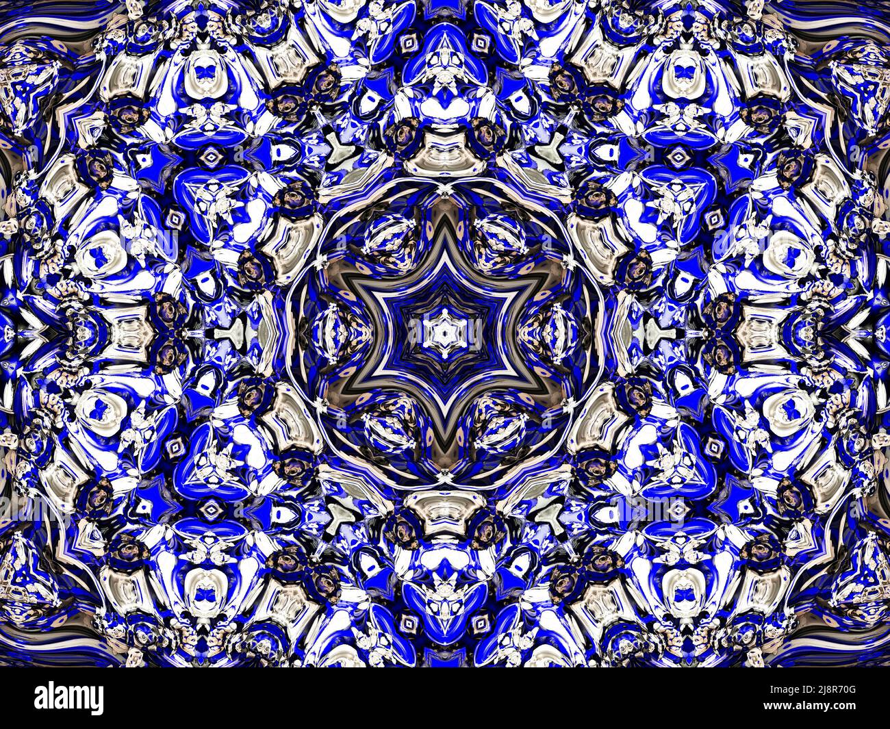 Diseño floral azul sin costuras en el fondo ruso de gzhel. Foto de stock