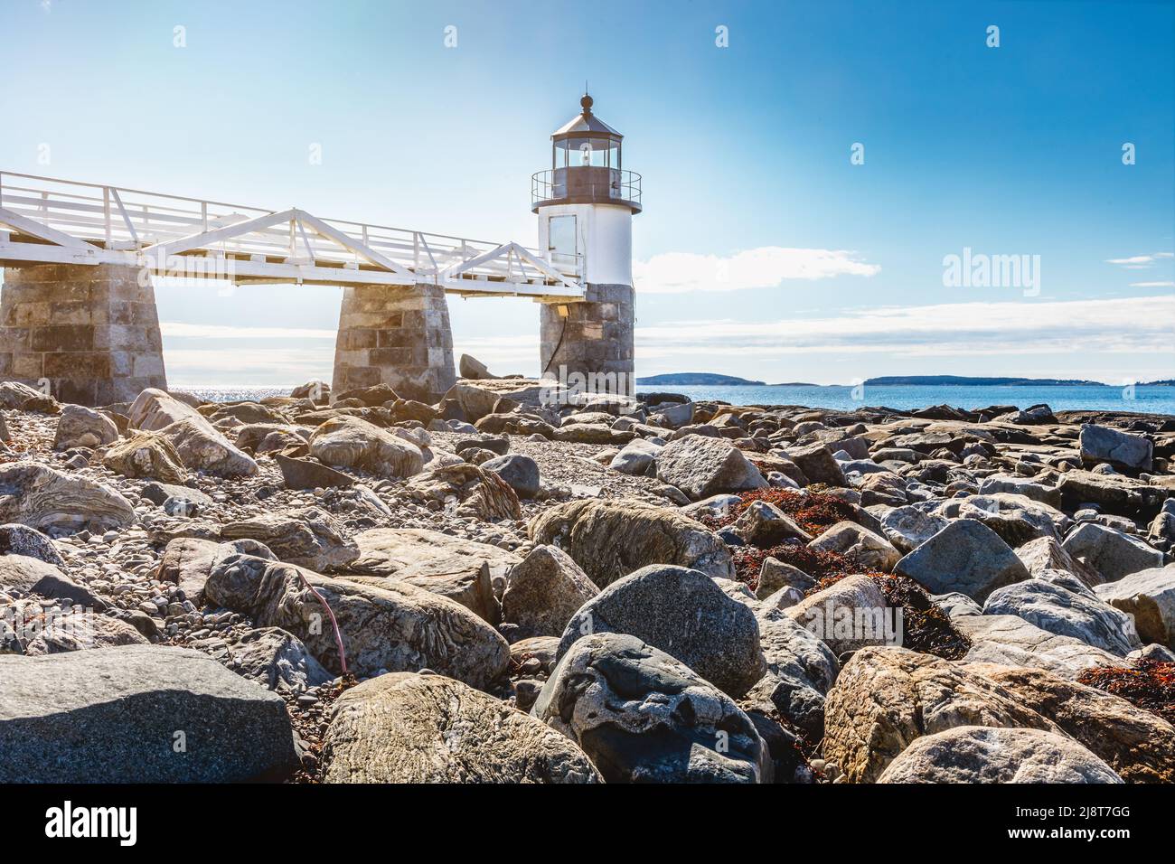 El faro de Marshall Point, Port Clyde, Maine Foto de stock