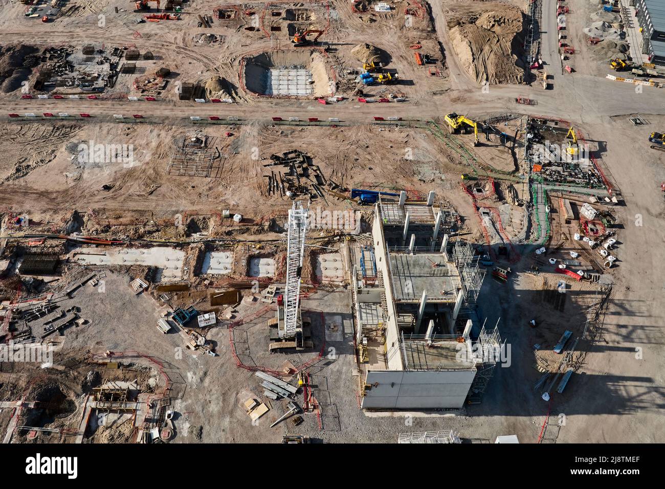 Vista aérea general del muelle Bramley-Moore durante la construcción de un nuevo estadio para el Everton FC Foto de stock