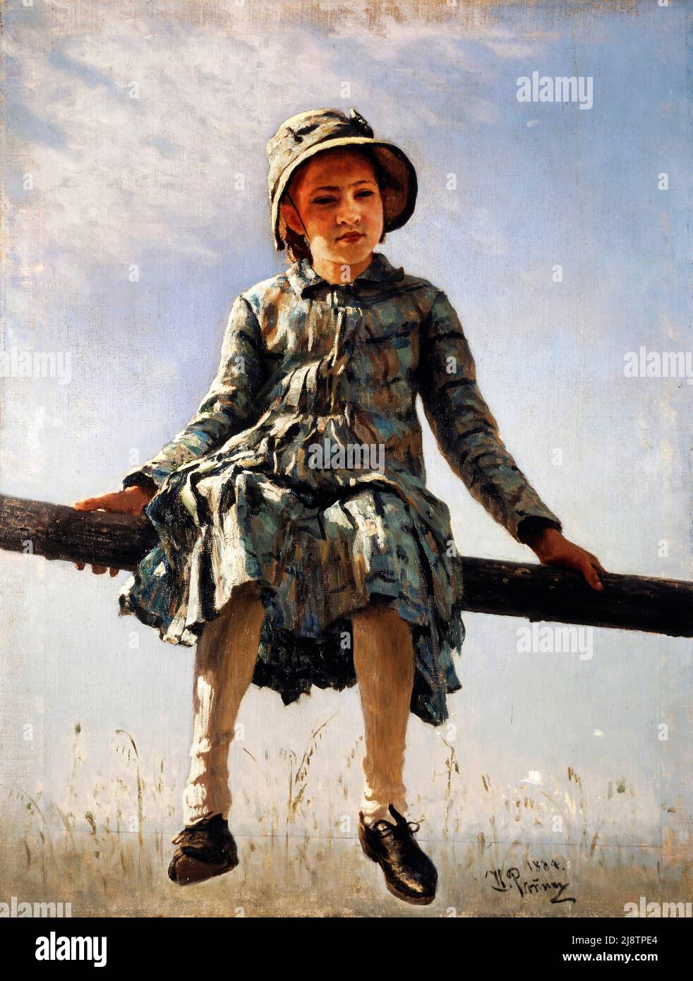 Ilya Repin. Pintura titulada 'Dragonfly. La hija del pintor Retrato' de la artista rusa de origen ucraniano Ilya Yefimovich Repin (1844-1930), 1884 Foto de stock