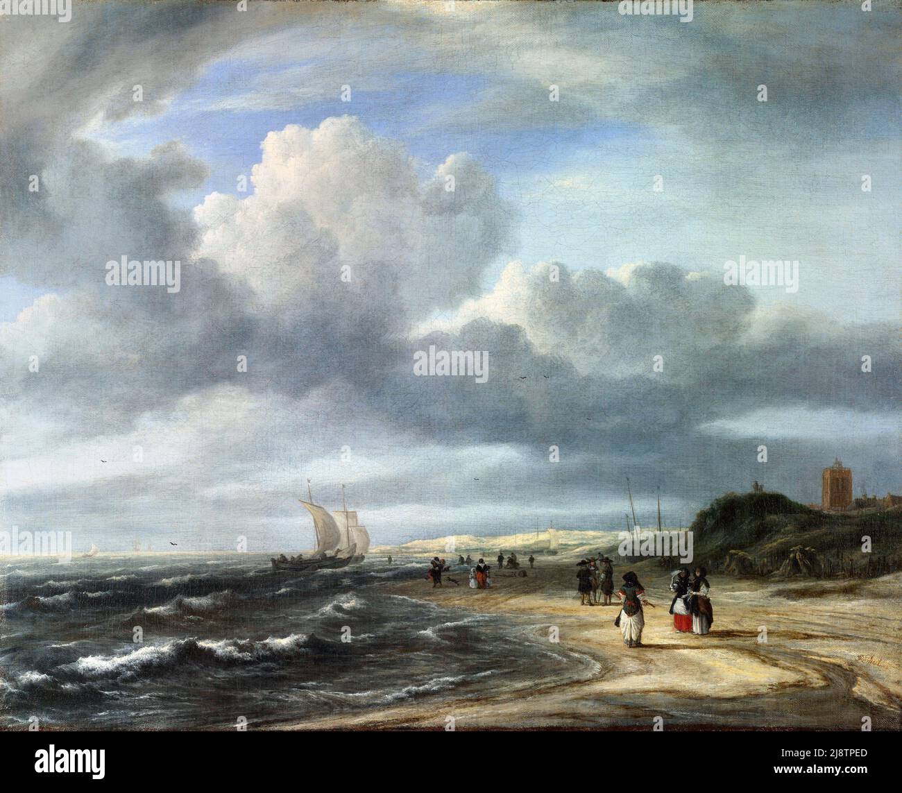 Jacob van Ruisdael. Pintura titulada 'La costa de Egmond-aan-Zee' del pintor holandés de la Edad de Oro, Jacob Isaackszoon van Ruisdael (c. 1629- 1682), óleo sobre lienzo, c. 1675 Foto de stock