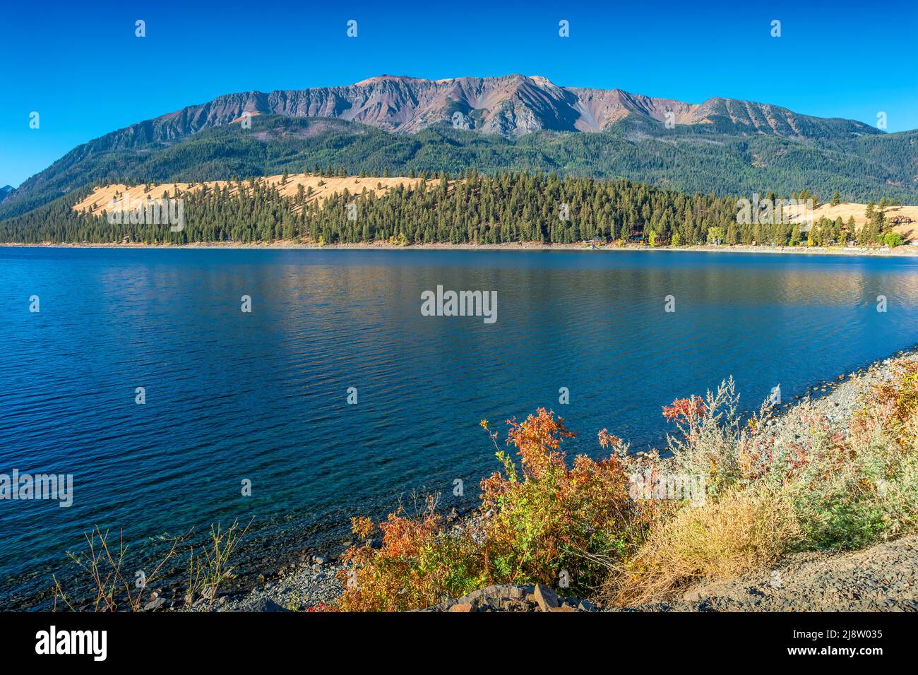 El Lago Wallowa y las Montañas Wallowa en el Bosque Nacional de Wallowa-Whitman cerca de Joseph, Oregon, Estados Unidos. Foto de stock