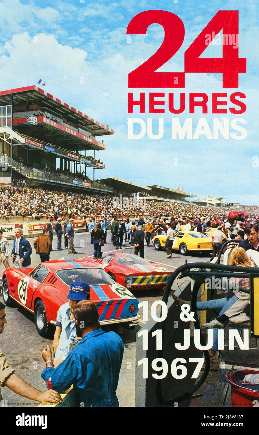 Cartel de la Vintage 1960s - 24 horas de Le Mans - 1967 Foto de stock