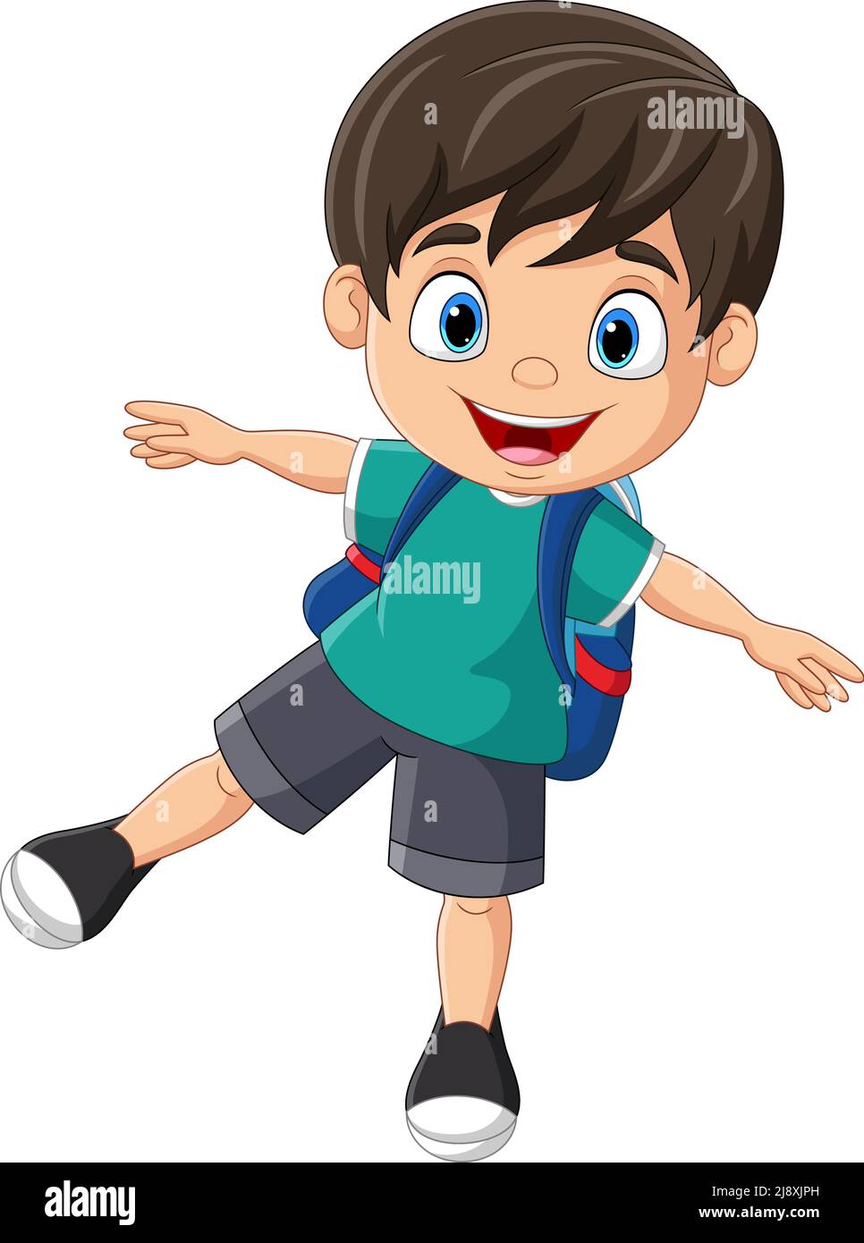 Caricatura feliz niño de la escuela posando Imagen Vector de stock - Alamy