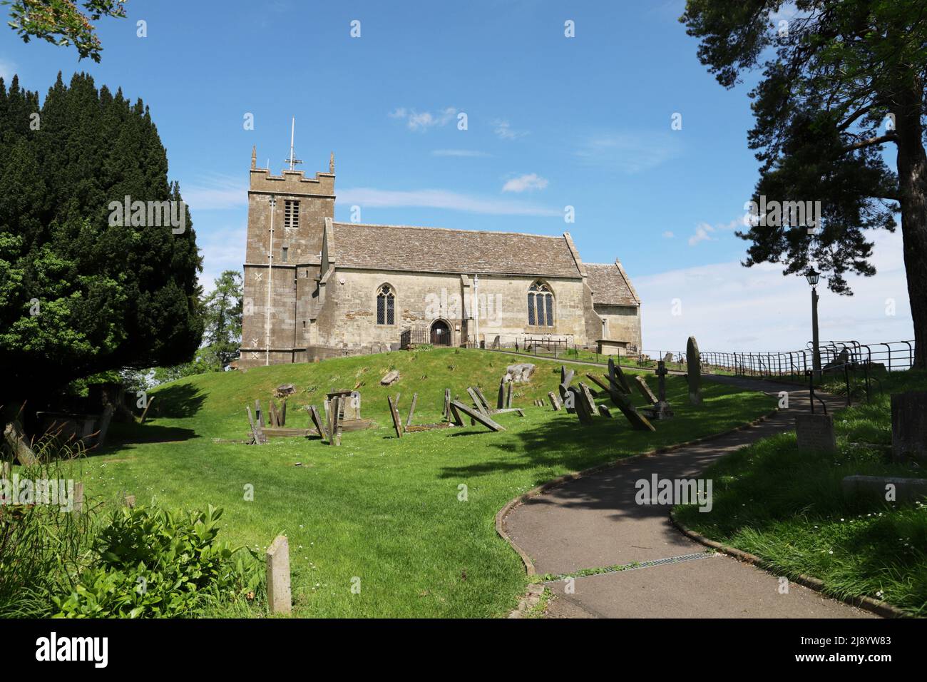 Iglesia de San Bartolomé, Churchdown Hill, Gloucestershire Foto de stock