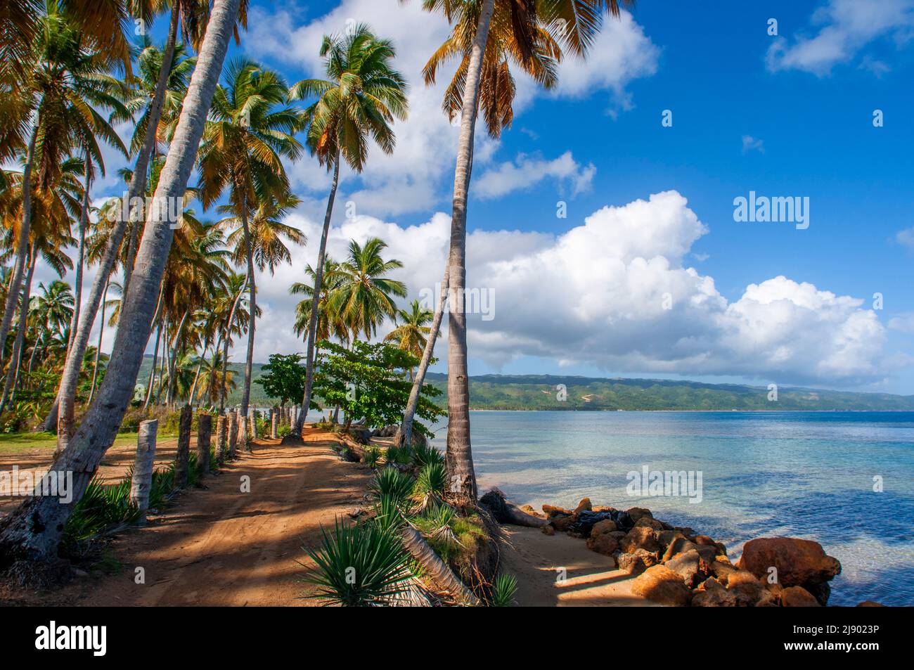 Playa bonita en la península de Samaná en República Dominicana cerca de la ciudad de Las Terrenas. Playa Bonita, como su nombre indica, es un hermoso lugar Foto de stock
