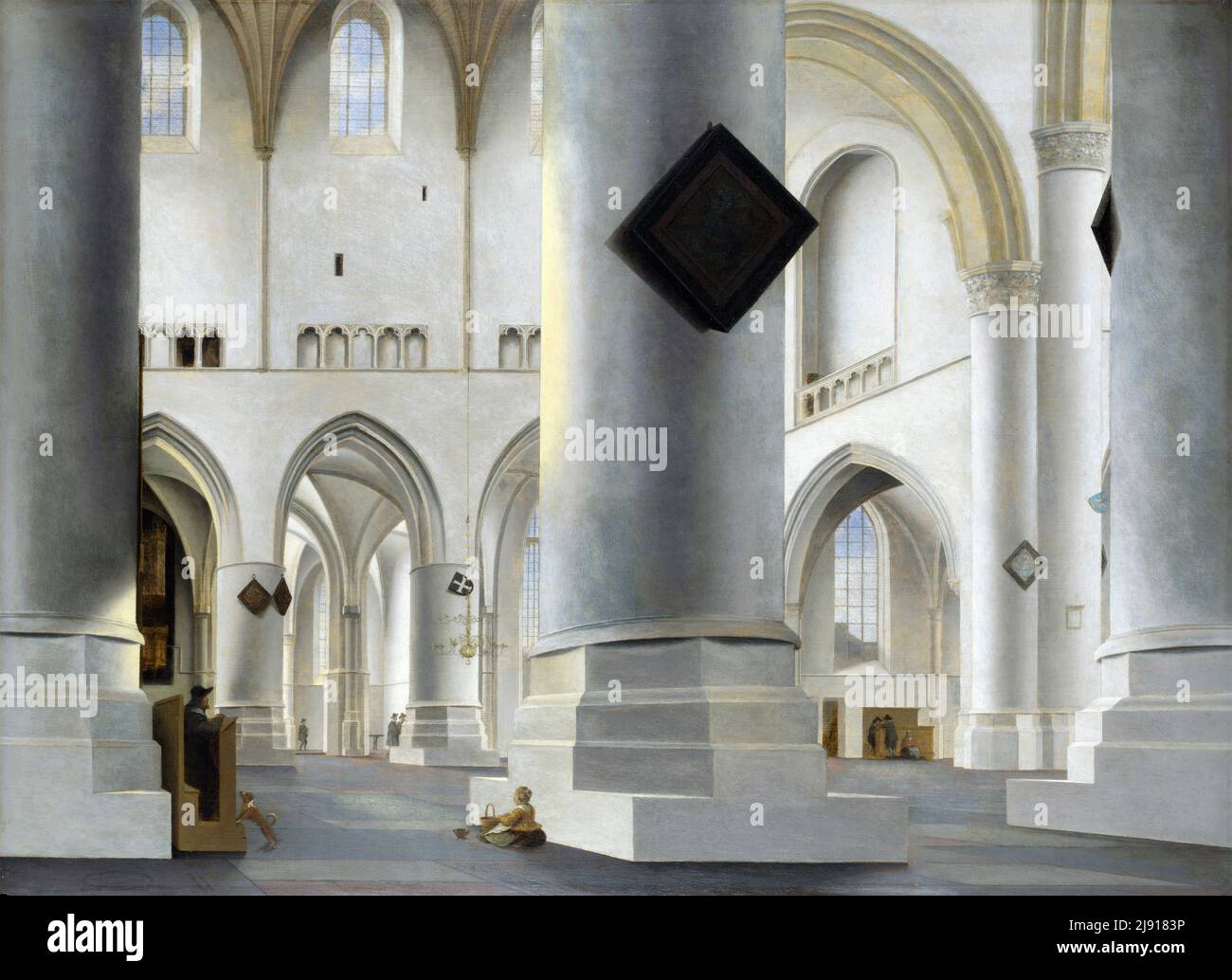 Pieter Saenredam. El interior de la Grote Kerk en Haarlem por el pintor holandés de la Edad de Oro, Pieter Janszoon Saenredam (1597-1665), aceite sobre roble, c. 1636/7 Foto de stock