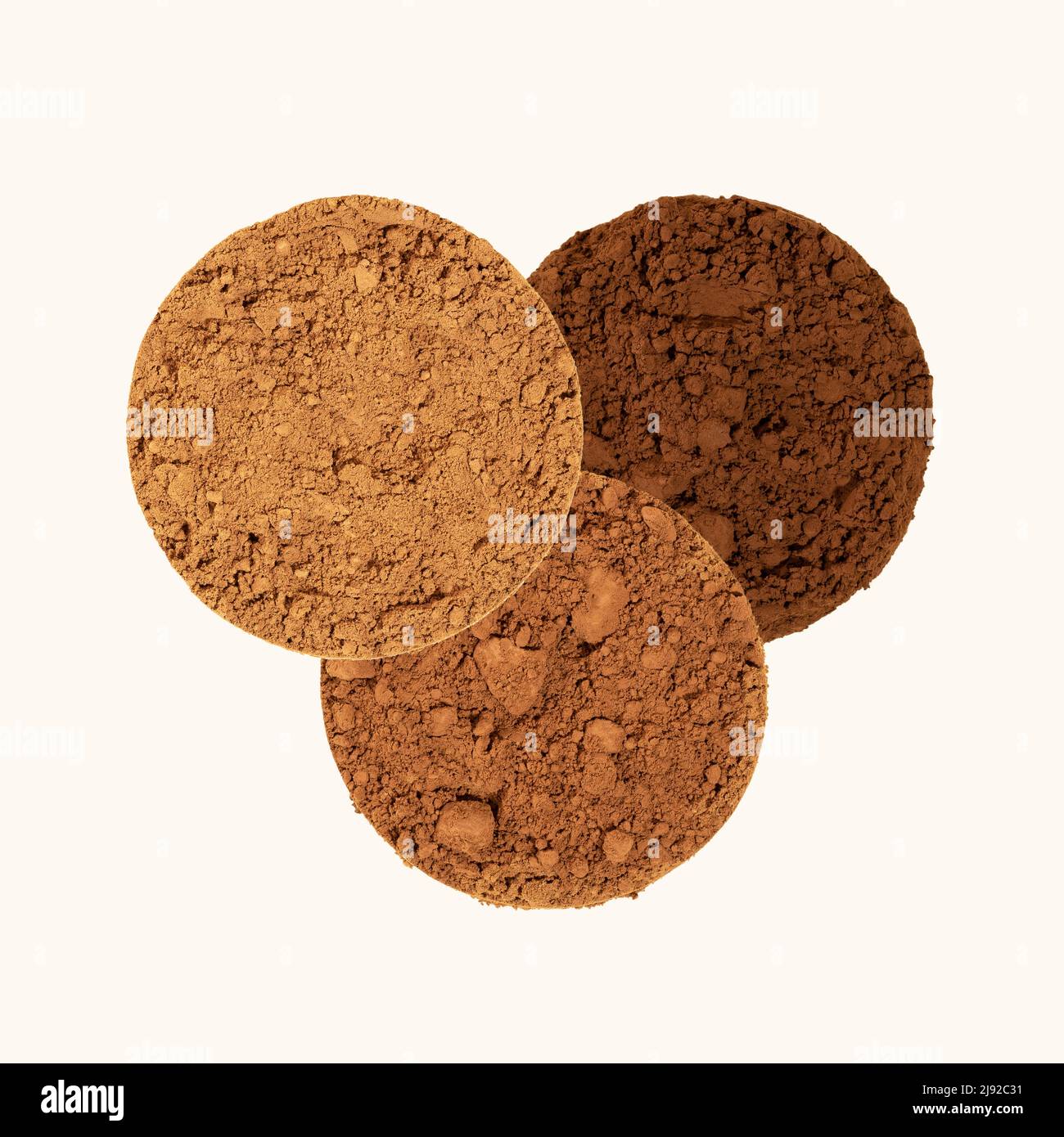 Un polvo de cacao alkalizado. Comparación del cacao holandés de proceso