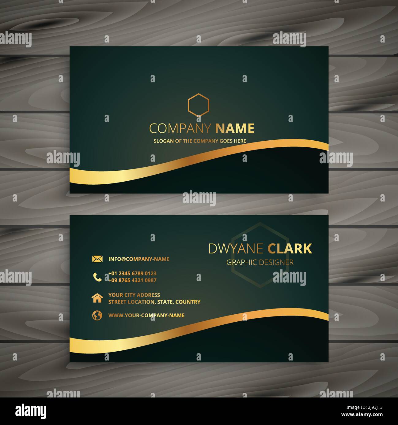 Diseño de tarjeta de presentación de la empresa dorado Imagen Vector de  stock - Alamy